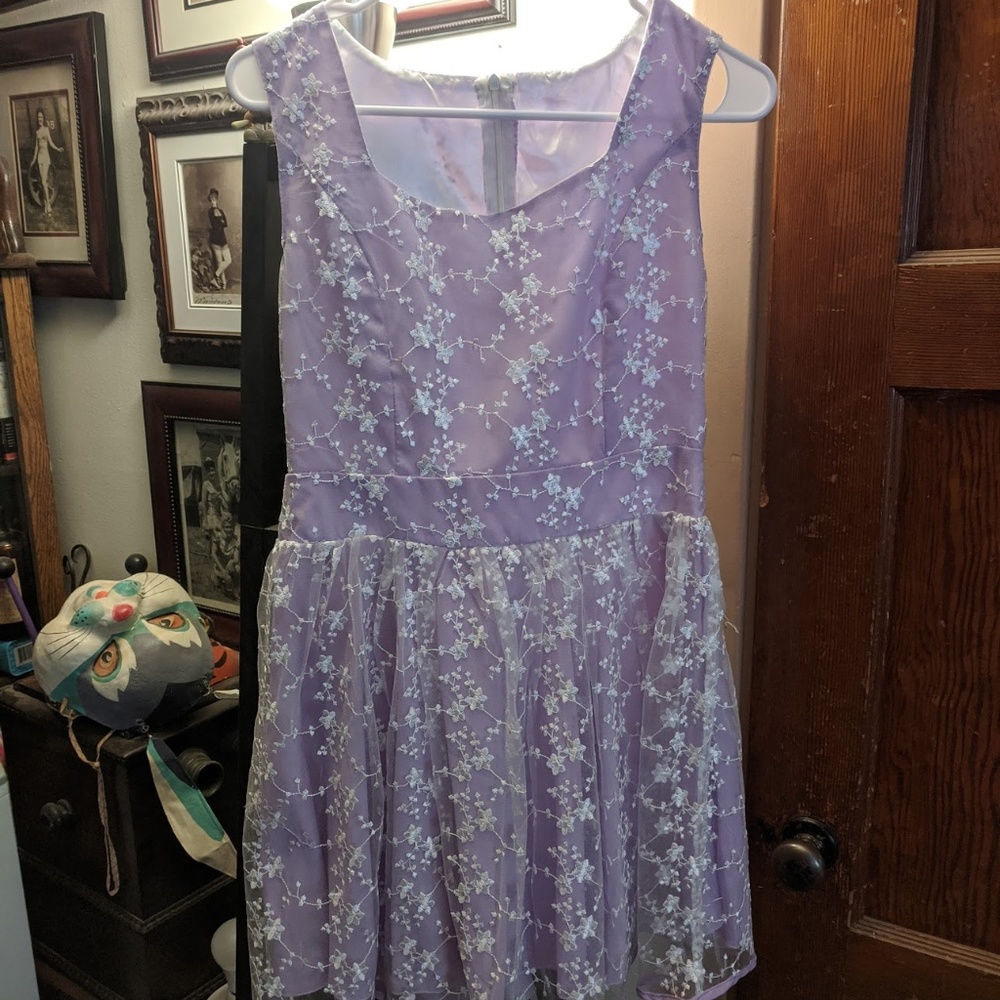 Lavender & White Lace Mini Dress